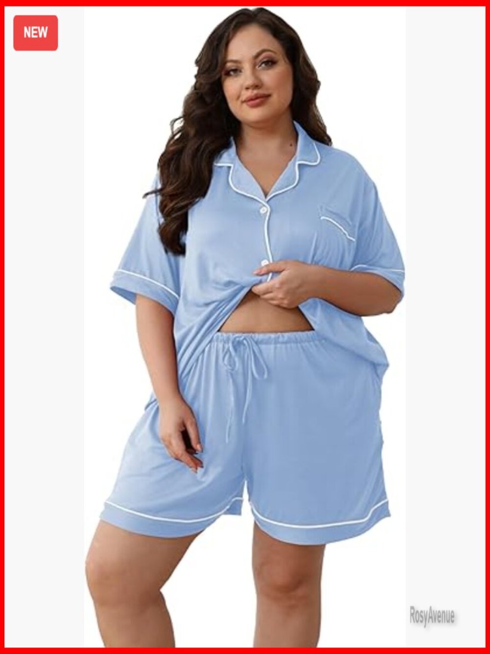 Plus Size Pajama Sets - Button Down Shorts & Top - Soft Lounge Sleepwear